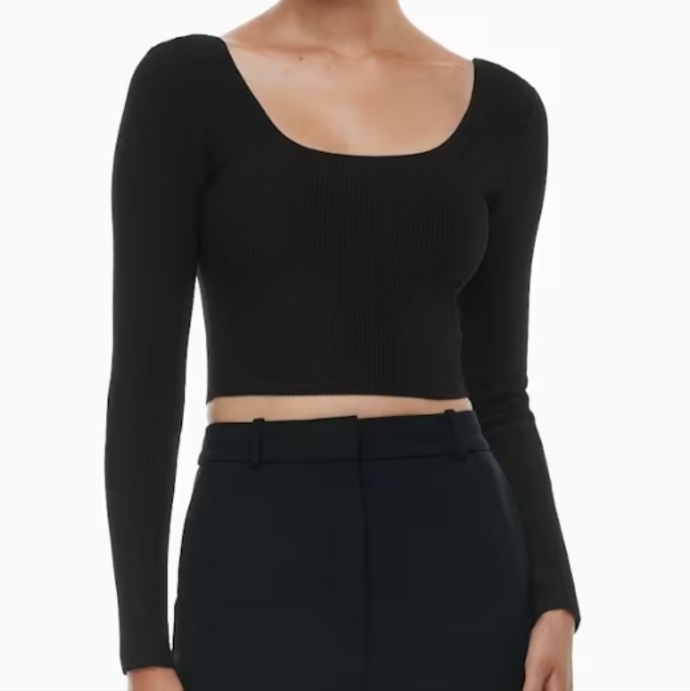 Babaton Sculpt Knit Squareneck Cropped Longsleeve Sz S